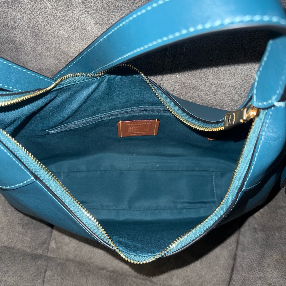 COACH Ella Shoulder Bag in Gold/Teal Ink - Picture 4 of 5
